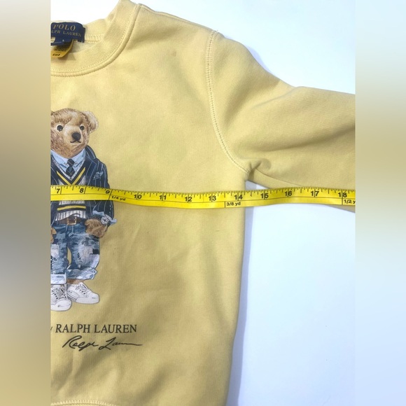 Polo Ralph Lauren Sweatshirt Boys Size 5 Yellow Fleece Polo Bear Crewneck Preppy - Picture 4 of 8